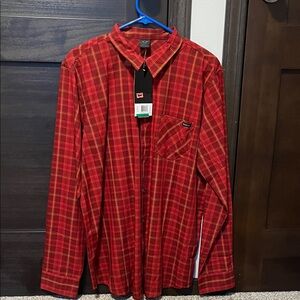 Large Red Oakley plaid NWT button down shirt